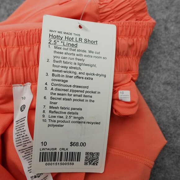 Lululemon Hotty Hot Shorts Low Rise LR 2.5” Lined Coral Kiss Size 10 - Picture 8 of 8
